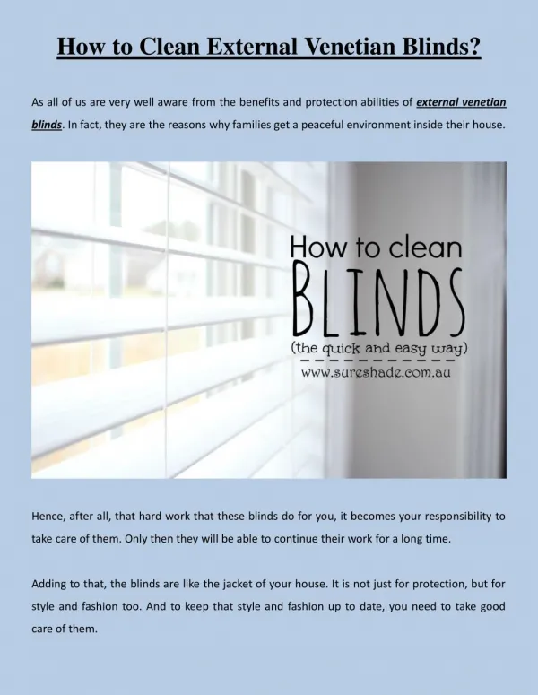 How to Clean External Venetian Blinds?