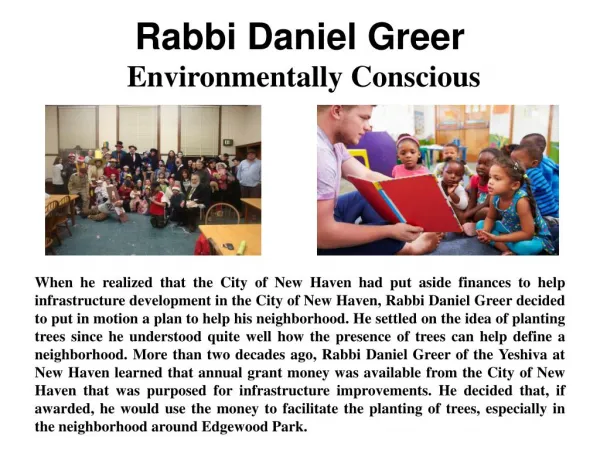 Rabbi Daniel Greer - Environmentally Conscious