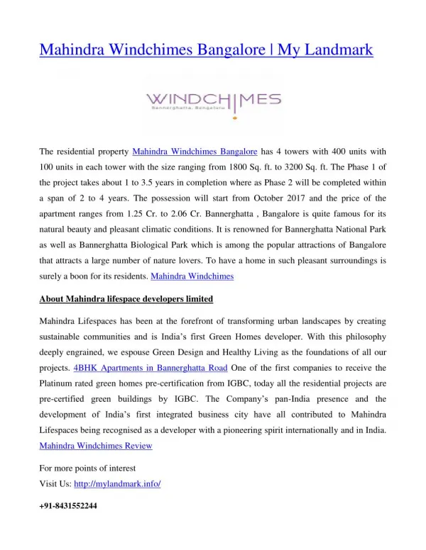 mahindra windchimes