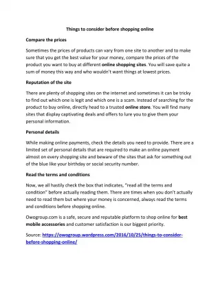 Things to consider before shopping online - slide 1