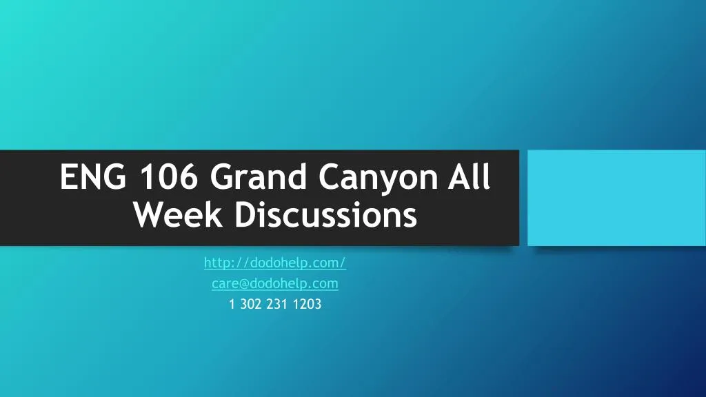 eng 106 grand canyon all week discussions
