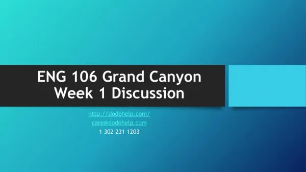 ENG 106 Grand Canyon Week 1 Discussion
