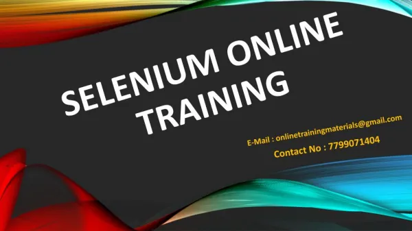 Best Selenium Online Training From Hyderabad|India|