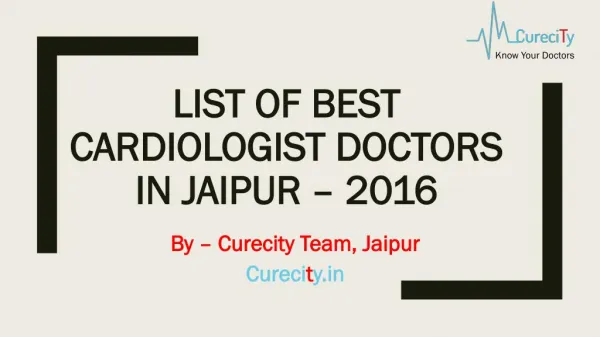 List of Best Cardiologist Doctors in Jaipur – 2016