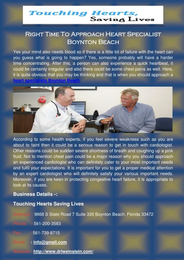 Right Time to Approach Heart Specialist Boynton Beach