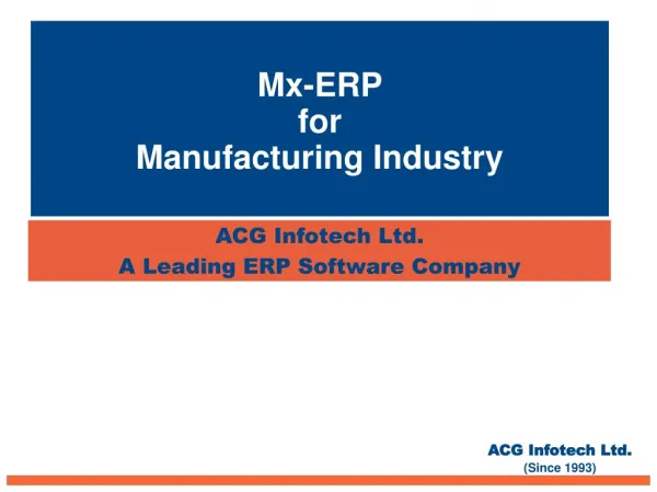 Mx-ERP for Manufacturing Industry
