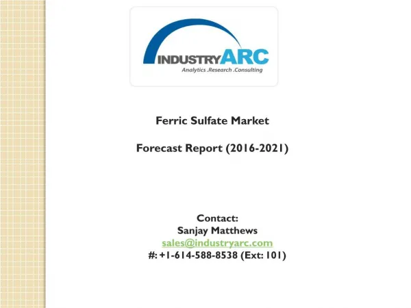 Ferric Sulfate Market: By Application and Geography