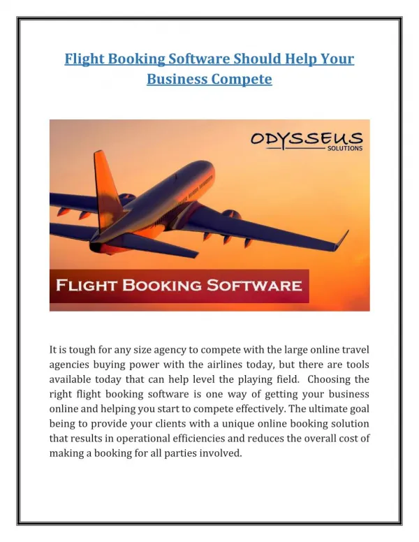 Flight Booking Software Should Help Your Business Compete