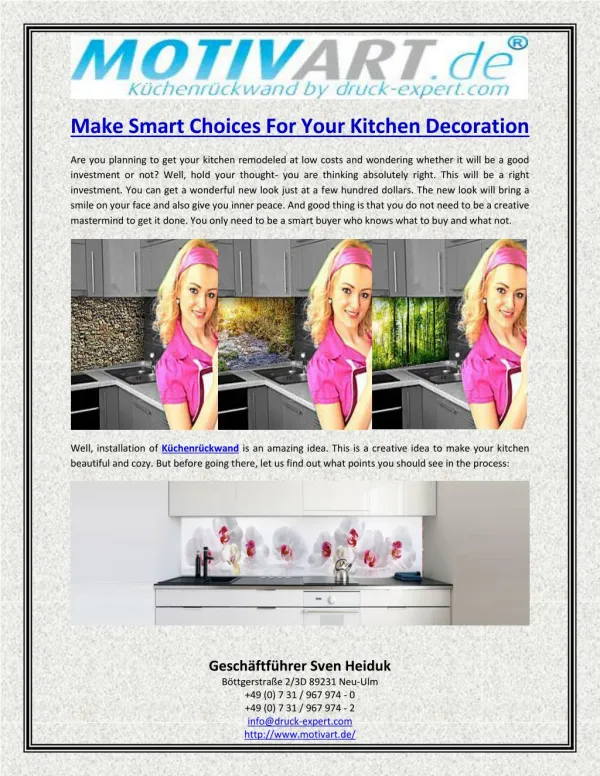 Make Smart Choices For Your Kitchen Decoration