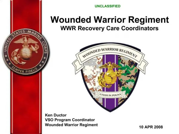 Wounded Warrior Regiment WWR Recovery Care Coordinators
