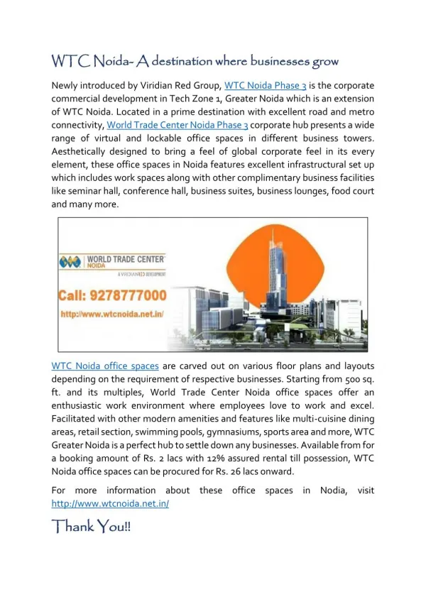 WTC Noida- A destination where businesses grow