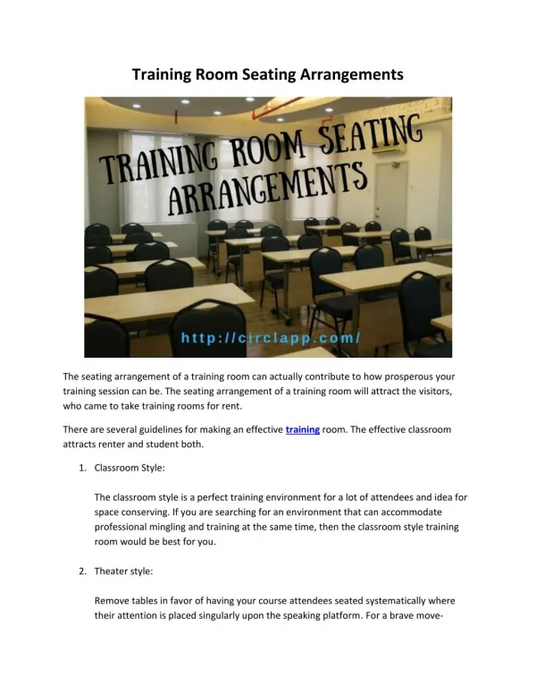 Training Room Seating Arrangements