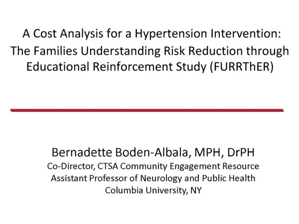 A Cost Analysis for a Hypertension Intervention: The Families Understanding Risk Reduction through Educational Reinforce