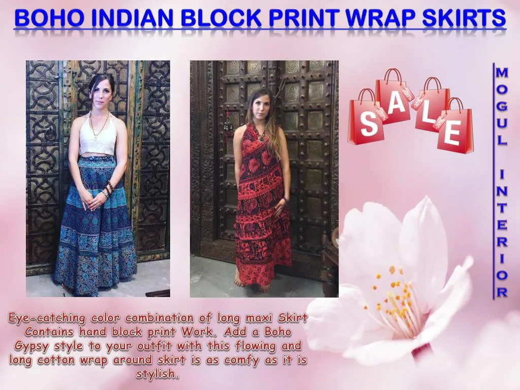boho indian block print wrap skirts