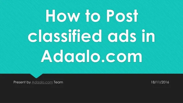 How to Post classified ads in Adaalo on desktop