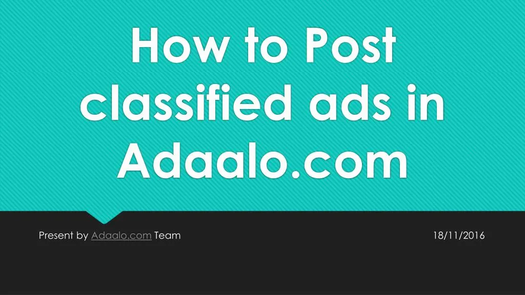 how to post classified ads in adaalo com