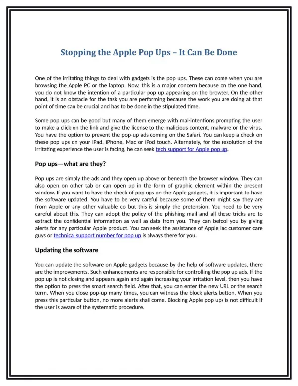 Stopping the Apple Pop Ups – It Can Be Done