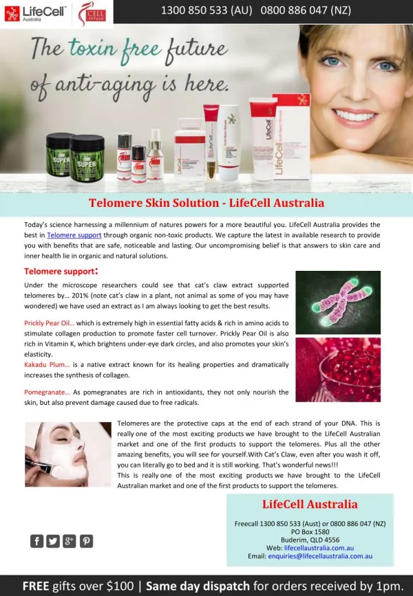 Telomere Skin Solution - LifeCell Australia