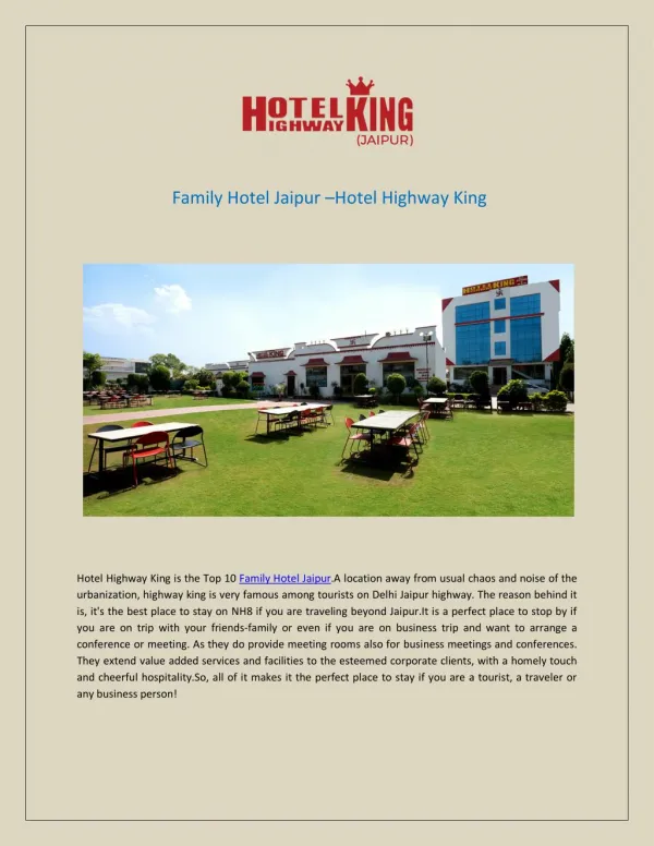 Top 10 Family Hotel Jaipur-Hotel Highway King