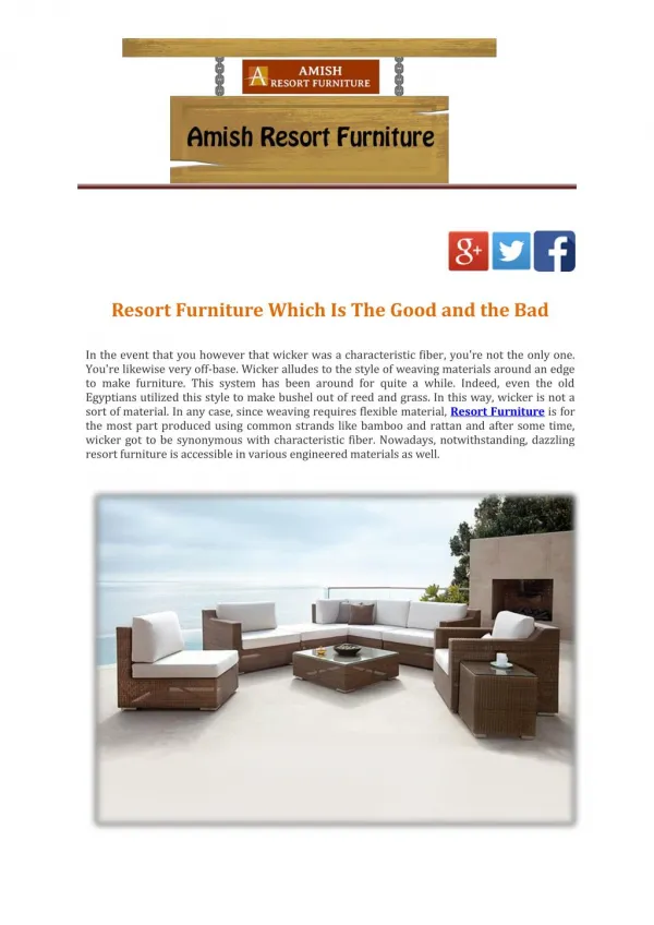 Resort Furniture Which Is The Good and the Bad