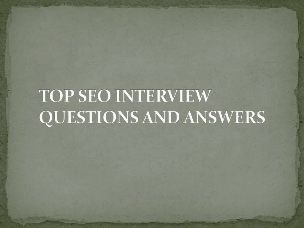 top seo interview questions and answers