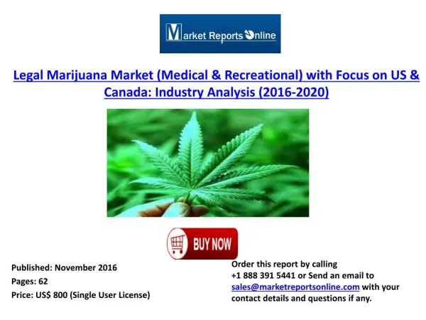 Legal Marijuana Market (Medical & Recreational) with Focus on US & Canada
