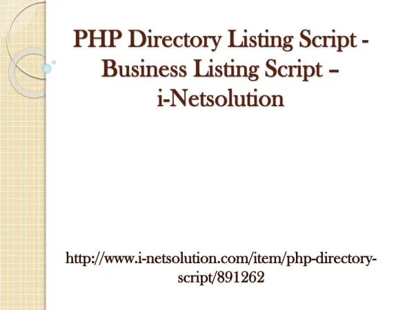 PHP Directory Listing Script - Business Listing Script - i-Netsolution