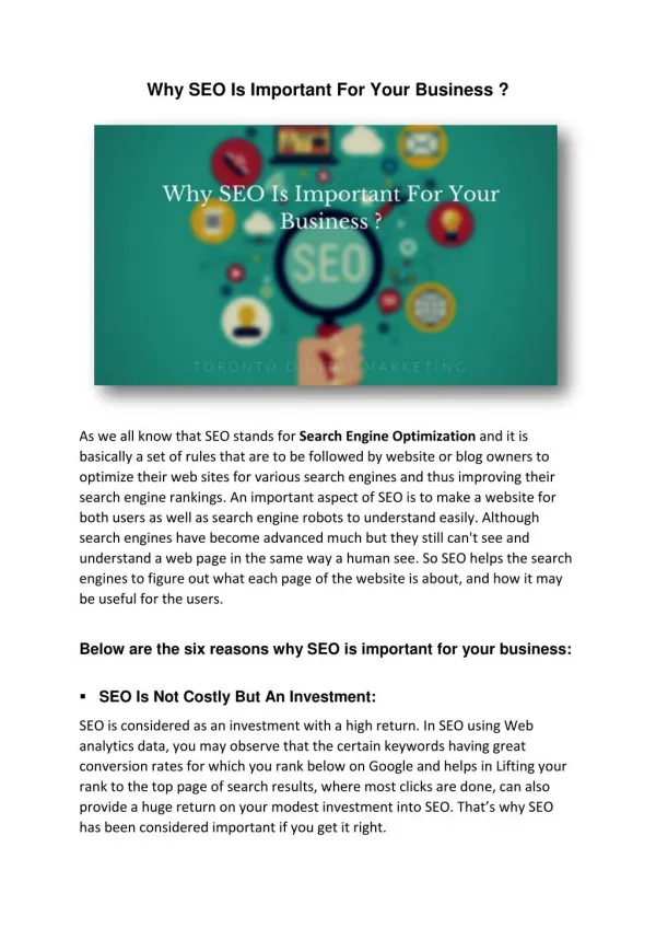 Why SEO Is Important For Your Business ?