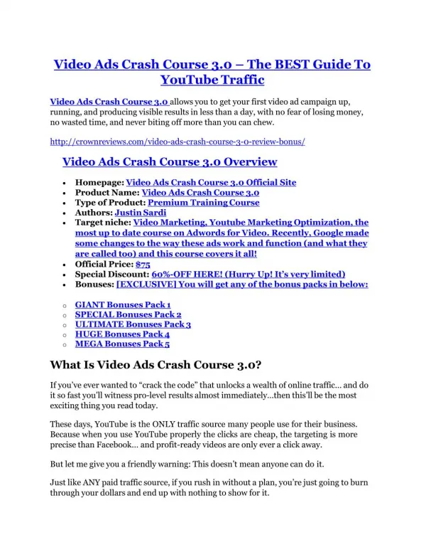 Video Ads Crash Course 3 Review-TRUST about Video Ads Crash Course 3 cand 80% discount