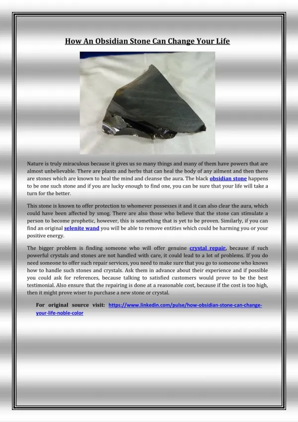 How An Obsidian Stone Can Change Your Life
