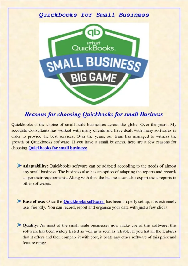 Quickbooks for Small Business