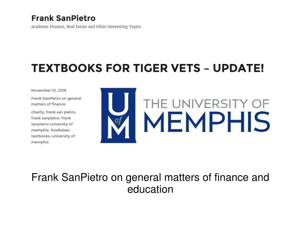 frank sanpietro on general matters of finance and education