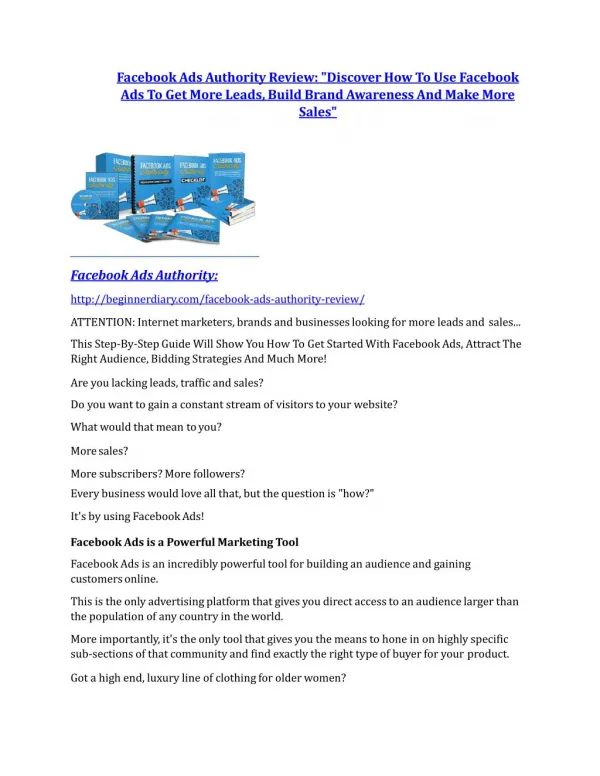 Facebook Ads Authority Review and (FREE) Facebook Ads Authority $24,700 Bonus