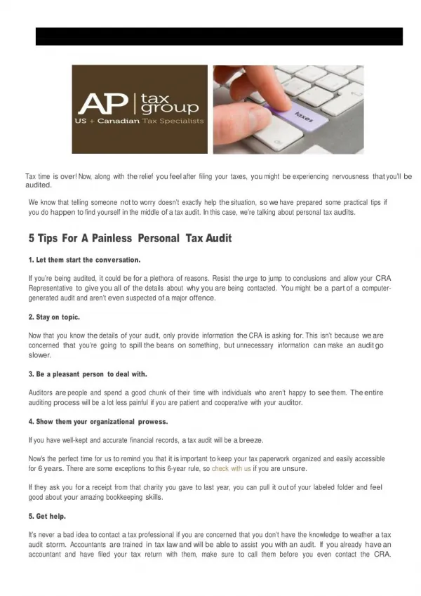 5 Tips For A Painless Personal Tax Audit
