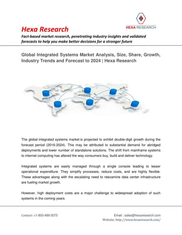 Global Integrated Systems Market Analysis, Size, Share, Growth, Industry Trends and Forecast to 2024 | Hexa Research