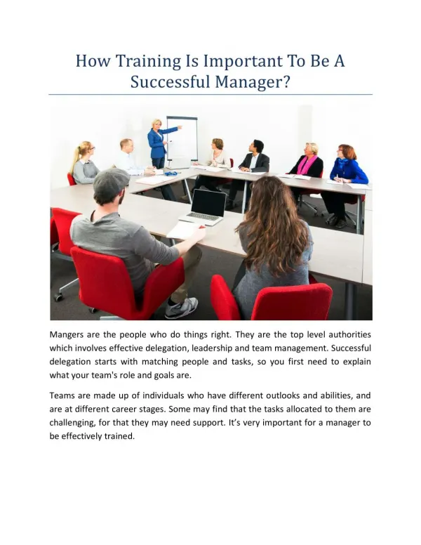 How Training Is Important To Be A Successful Manager?