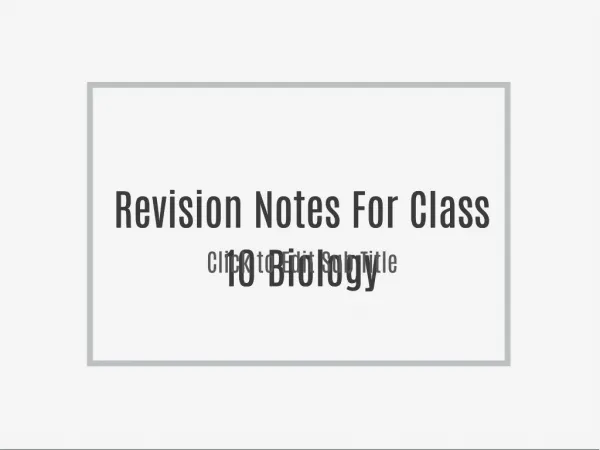 Revision Notes For Class 10 Physics