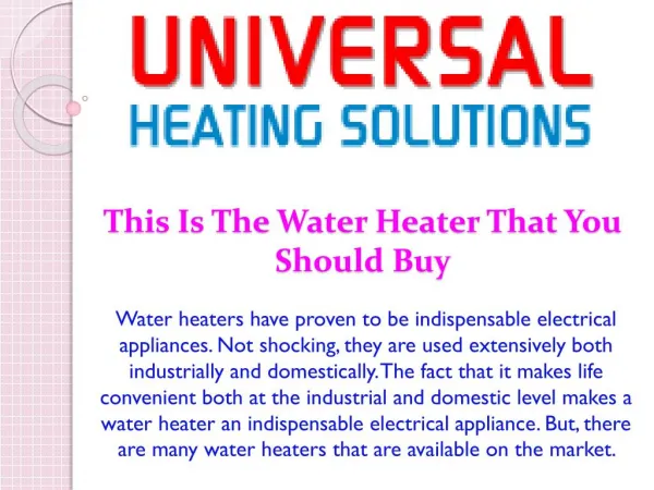 This Is The Water Heater That You Should Buy