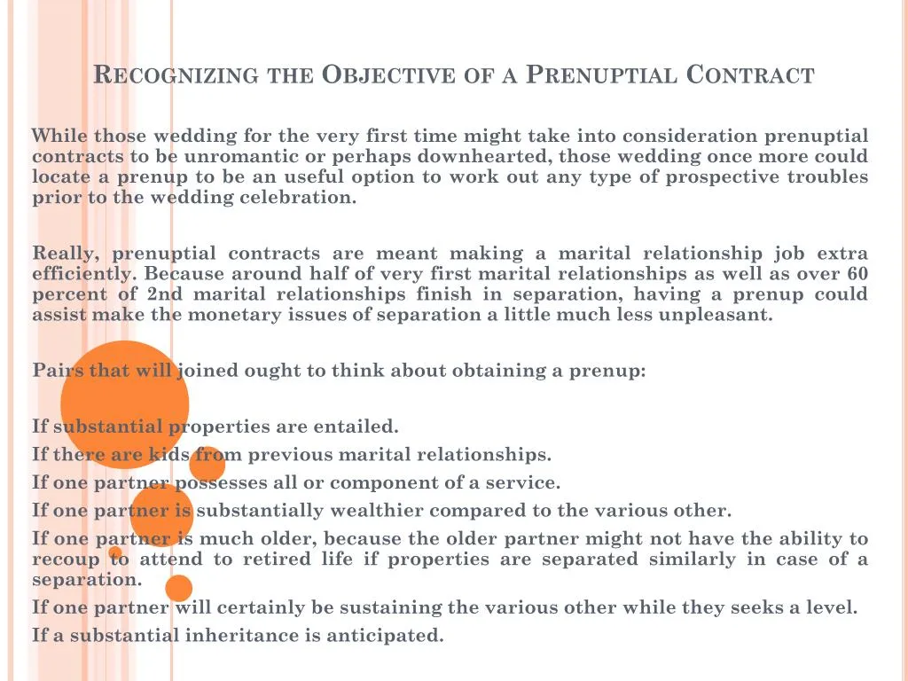 recognizing the objective of a prenuptial contract