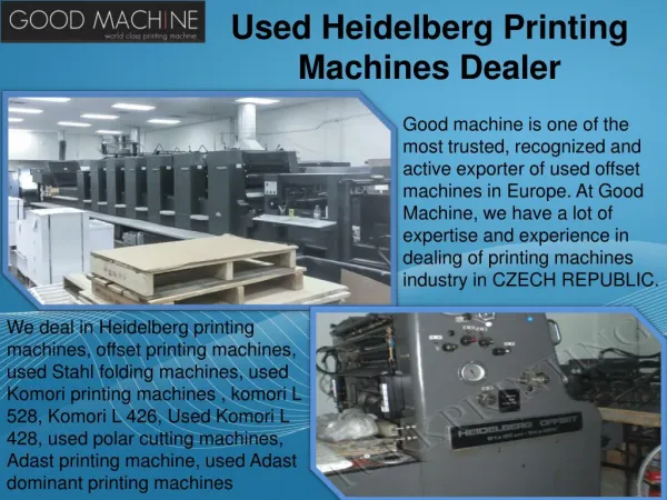 Used Heidelberg Printing Machines Dealer