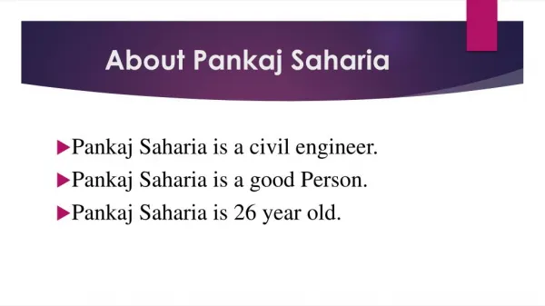&&**Pankaj Saharia Website~** Pankaj Saharia Profile **~**