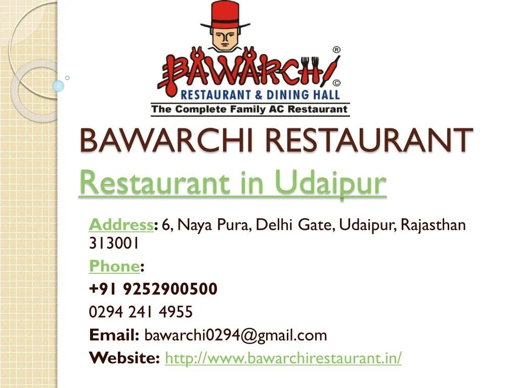 bawarchi restaurant restaurant in udaipur