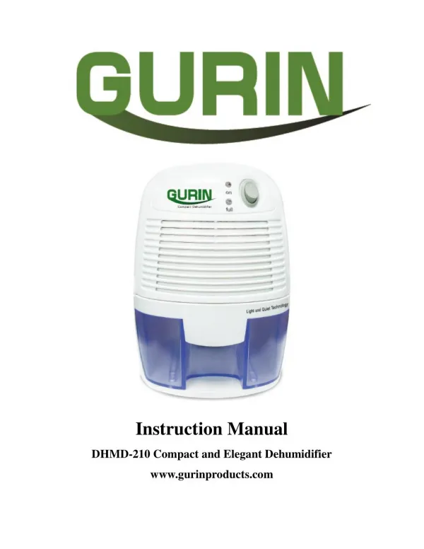 Gurin DHMD-210 Electric Compact Dehumidifier