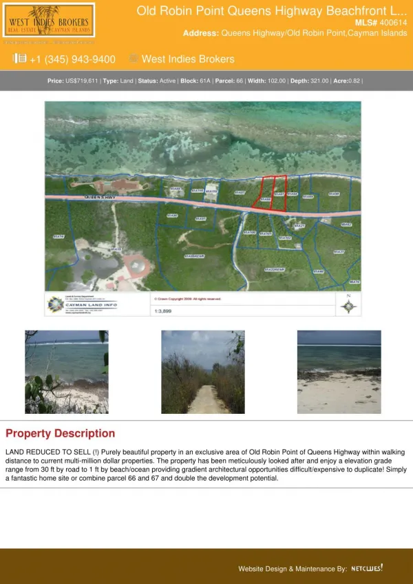 Cayman Land for sale - Old Robin Point Queens Highway Beachfront Land