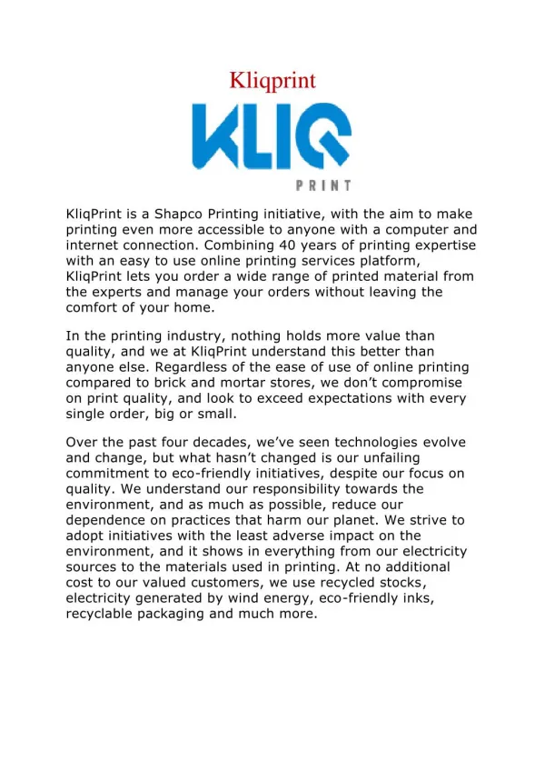 Kliqprint- Most Awarded Online Brochure and Flyer Printing Services