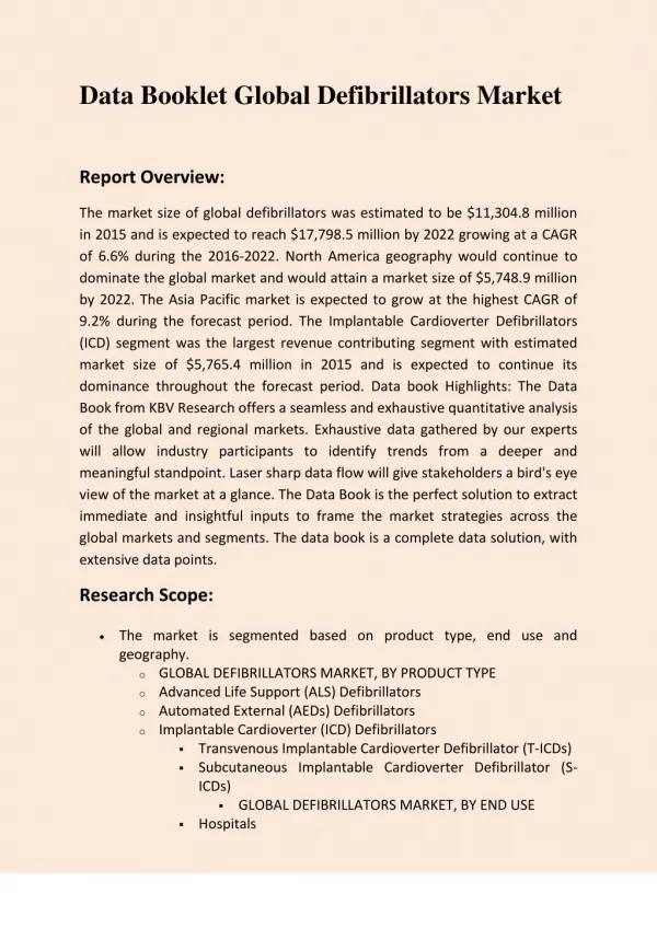 Data Booklet Global Defibrillators Market