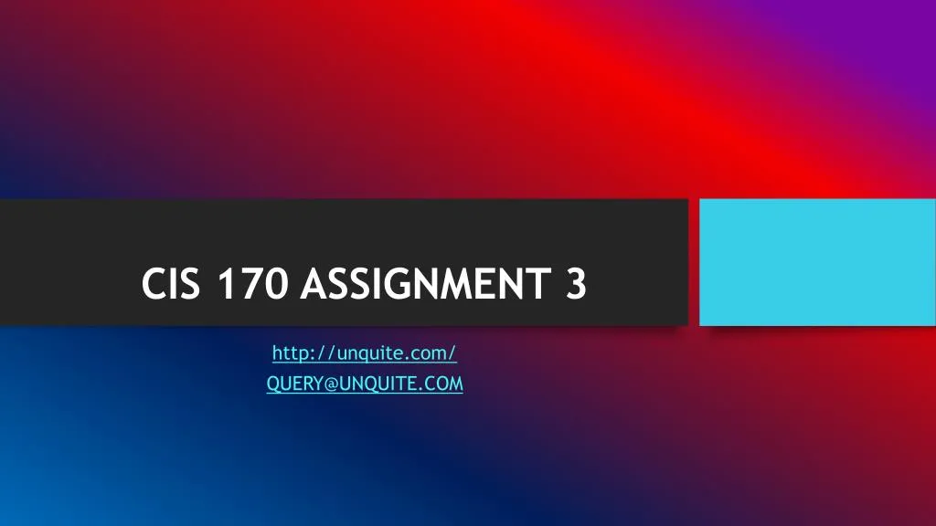 cis 170 assignment 3