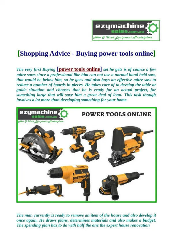 Shopping Advice - Buying power tools online