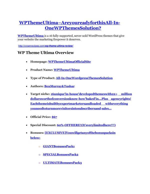 WP Theme Ultima review - WP Theme Ultima 100 bonus items