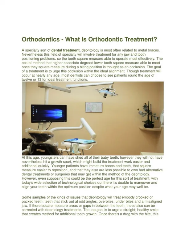 Orthodontics - What Is Orthodontic Treatment?